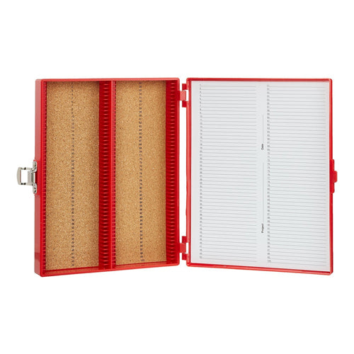 4327. CAJA P/100 LAMINILLAS COLOR ROJO, INTERIOR CORCHO C/BROCHE C/2 - HEATHROW