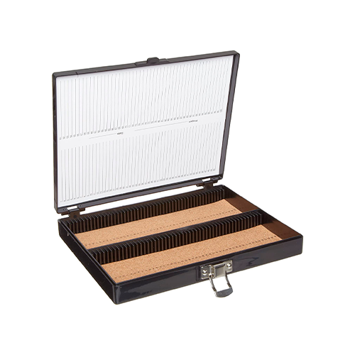 13318. CAJA P/100 LAMINILLAS DE PLASTICO ABS NEGRO C/INTERIOR DE CORCHO, TARJETA DE IDENTIFICACION NUMERADA C/BROCHE - HEATHROW