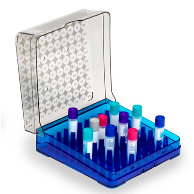 6552. CAJA DE ALMACENAMIENTO DE POLICARBONATO AZUL P/100 CRIOVIALES 2ML - HEATHROW