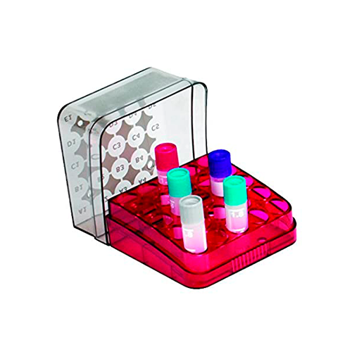 13330.CAJA DE ALMACENAMIENTO P/25 CRIOVIALES 2ML POLICARBONATO ROJO P/CONGELADOR  - HEATHROW