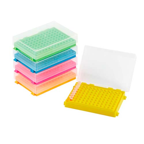 12102. GRADILLA P/96 MICROTUBOS PCR 0.2ML AUTOCLAVABLE PAQUETE C/5 COLORES SURTIDOS - HEATHROW