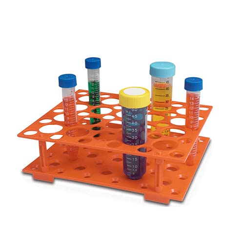 12099. GRADILLA P/50 TUBO CONICO 15/50ML RACK DE PLASTICO COLOR NARANJA - HEATHROW