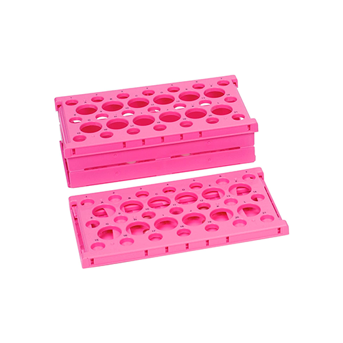 13461.GRADILLA P/21/12 TUBOS 15ML/50ML, 17-30MM RACK COLAPSABLE, POLIPROPILENO ROSA - HEATHROW