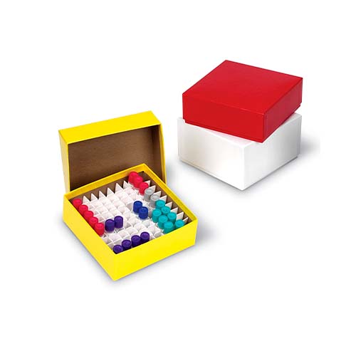 12819.CAJA DE ALMACENAMIENTO EN CONGELADOR DE CARTON S/DIVISIONES P/VIAL CRIOGENICO 1.5/2ML, PAQUETE C/12 PIEZAS COLORES SURTIDOS - HEATHROW
