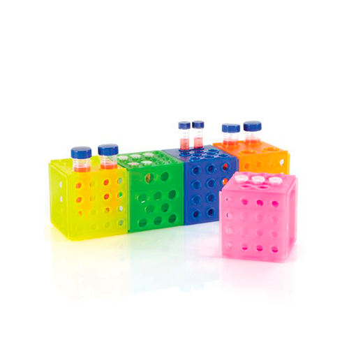 13501.GRADILLA FORMA CUBO P/MULTITUBOS AUTOCLAVABLE POLIPROPILENO COLORES SURTIDOS C/5 - HEATHROW