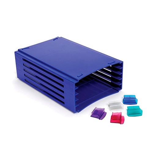 13246.GRADILLA P/BANDEJAS P/20 LUGARES (PORTAOBJETOS) DESLIZABLE, PLASTICO AZUL - HEATHROW