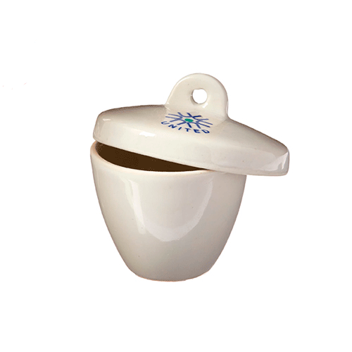 18500. CRISOL DE PORCELANA FORMA ALTA 15ML C/TAPA PAQUETE C/2 PIEZAS - UNITED SCIENTIFIC