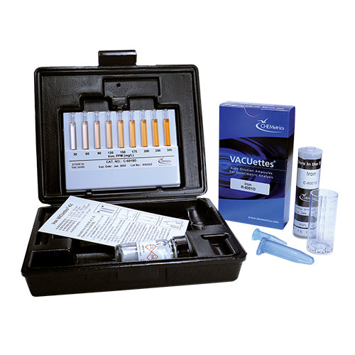 9648. HIERRO TOTAL Y SOLUBLE KIT 0-25 Y 25-250PPM - CHEMETRICS