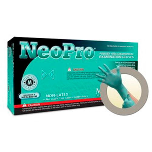 11047. GUANTES DE NEOPRENO VERDE SIN POLVO, DEDOS TEXTURIZADOS NEOPRO TALLA CHICA PAQUETE C/100 PIEZAS - MICROFLEX