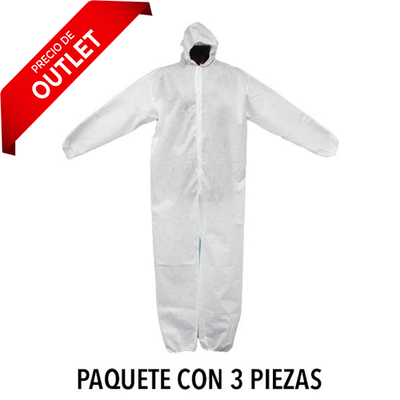 2500. OVEROL DESECHABLE BLANCO ALTA DENSIDAD MICROPOROSA C/GORRO UNITALLA