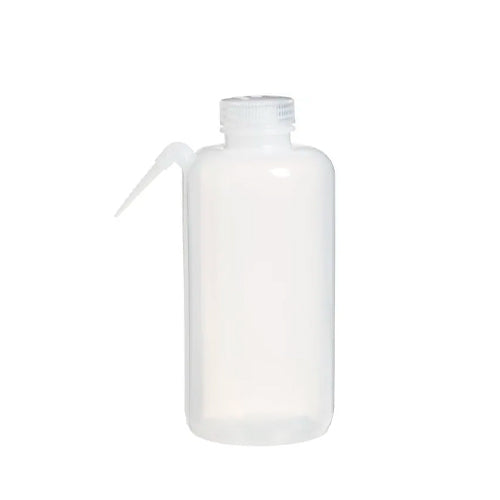 11615.PIZETA (FRASCO LAVADOR) 1LT BOCA ANCHA SALIDA LATERAL C/TAPA NATURAL, RESISTENTE A ACIDOS, DE POLIETILENO PAQUETE C/2 PIEZAS - MEGALAB