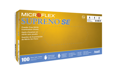 6266. GUANTES DE NITRILO AZUL SIN POLVO SUPRENO SE TALLA MEDIANA PAQUETE C/100 PIEZAS MICROFLEX