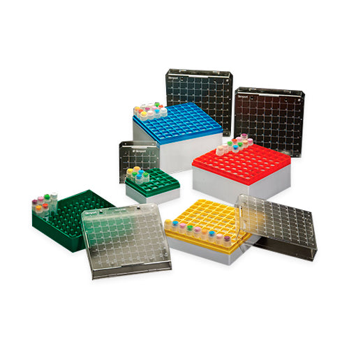 11227.CAJA DE ALMACENAMIENTO P/100 VIAL CRIOGENICO 1-2ML COLOR VERDE PAQUETE C/4 PIEZAS - SIMPORT