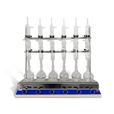 54657. BATERIA DE EXTRACCION (TIPO SEBELIN) P/6 PRUEBAS C/CONTROL DE TEMP IND C/SOPORTE P/VIDRIERIAS 220V - TECNAL