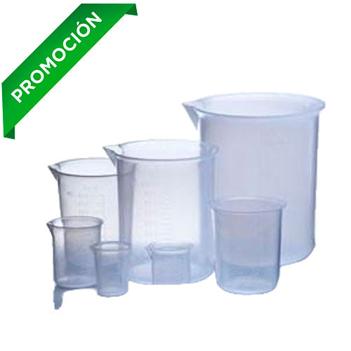 24542. VASO DE PRECIPITADO DE POLIPROPILENO 100ML GRADUADO PAQUETE C/5 PIEZAS MEGALAB