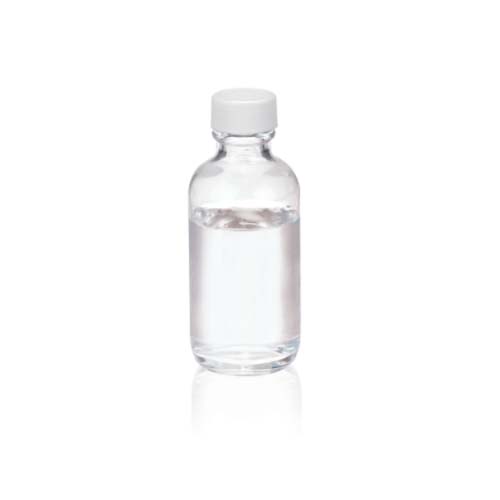 17488. FRASCO VIDRIO CLARO 60ML (2OZ) BOCA ANGOSTA C/TAPON DE ROSCA DE POLIPROPILENO BLANCO Y REVESTIMIENTO DE PVC PAQUETE C/5 PIEZAS - WHEATON