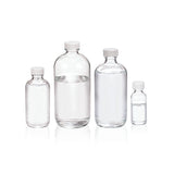10934. FRASCO VIDRIO CLARO 59ML (2OZ) BOCA ANGOSTA C/TAPA FENOLICA NEGRA C/5 WHEATON