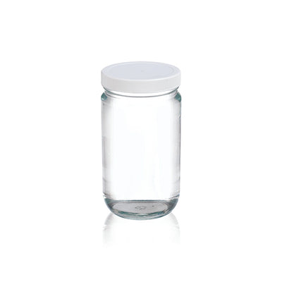 10935. FRASCO VIDRIO CLARO 1LT C/TAPA BLANCA DE POLIPROPILENO Y LINER TEFLON - WHEATON
