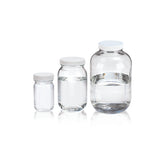 10936. FRASCO VIDRIO CLARO 118ML (4OZ) BOCA ANCHA C/TAPA BLANCA DE POLIPROPILENO, LINER TEFLON C/3 WHEATON