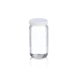 10940. FRASCO VIDRIO CLARO 59ML (2OZ) BOCA ANCHA C/TAPA BLANCA DE POLIPROPILENO, LINER PVC C/5 WHEATON