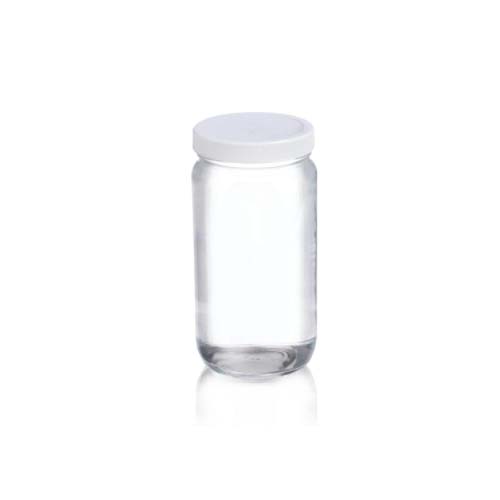 17421. FRASCO VIDRIO CLARO 118ML (4OZ) BOCA ANCHA C/TAPA DE POLIPROPILENO BLANCA PAQUETE C/2 PIEZAS - WHEATON