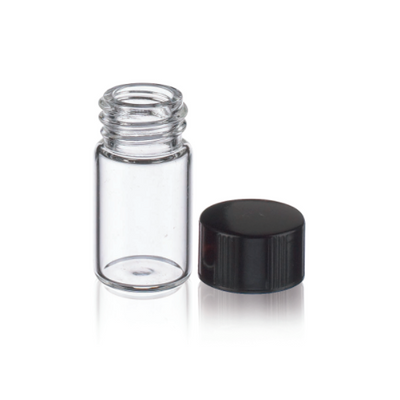 17747. VIAL VIDRIO CLARO 60ML, 19X43MM C/TAPON FENOLICO NEGRO Y REVESTIMIENTO DE TEFLON  15-425 CAJA C/200 PIEZAS - WHEATON