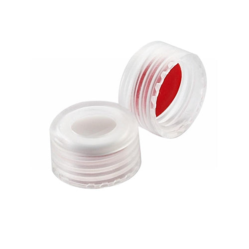 6693. TAPON DE ROSCA DE POLIPROPILENO NATURAL C/SEPTA PTFE 9MM COLOR ROJO -  WHEATON