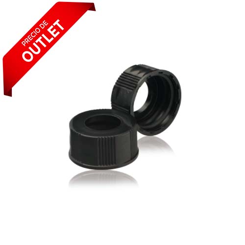 17631. TAPON FENOLICO NEGRO 8-425 C/PARTE SUPERIOR ABIERTA CAJA C/200 PIEZAS - WHEATON