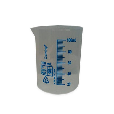 10831. VASO DE PRECIPITADO DE PLASTICO 100ML FORMA BAJA PAQUETE C/5 PIEZAS CORNING