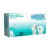 10694. GUANTES DE LATEX NATURAL BAJO EN POLVO CONFORT NO ESTERIL TALLA MEDIANA PAQUETE C/100 PIEZAS - AMBIDERM