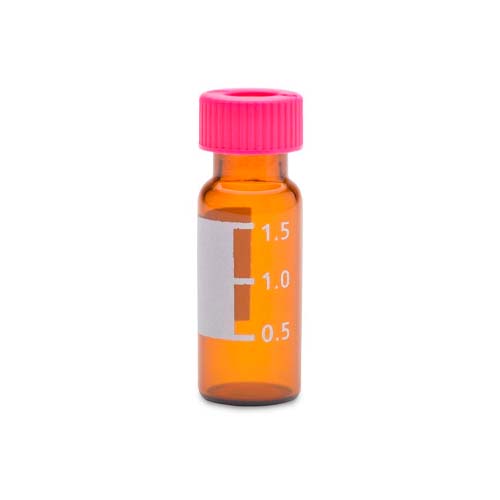 14426. VIAL VIDRIO AMBAR 2ML DE ROSCA C/TAPON ROSA Y SEPTA ROJA PAQUETE C/100 PIEZAS - THERMO SCIENTIFIC