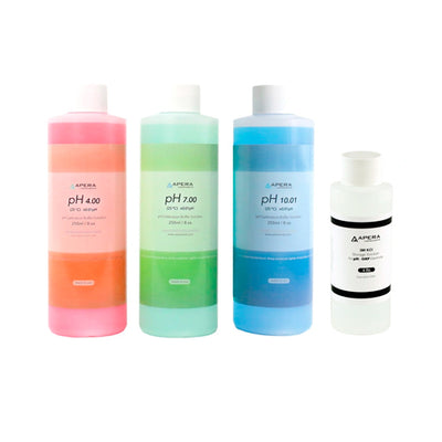 8882. KIT DE SOLUCIONES PH (7.00, 4.00, 10.01) 8OZ +3M KCL 4OZ - APERA